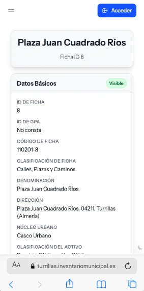 Ficha detallada de ben municipal no móbil